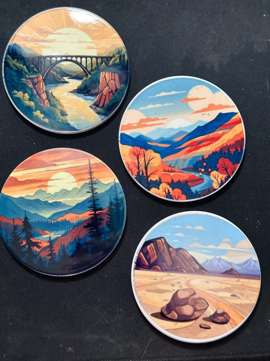National Parks Coasters - 3.5” Round Colorful Drink Coasters, Vibrant Décor for Home, Travel Gift, Nature Lover's Accessories