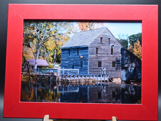 Yates Mill in the Fall: Framed 5x7 Autumn Wall Art, Rustic Home Decor, Seasonal Landscape Print, Nature Photography