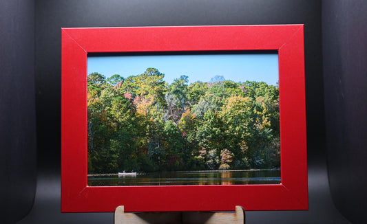 5x7 Framed Photograph of Fishermen Fishing in Autumn Colors, Serene & Calm Fall Wall Art Decor